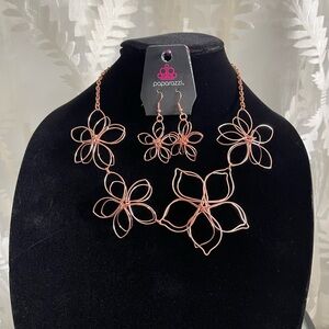 Paparazzi Rose Gold Floral Jewelry Set